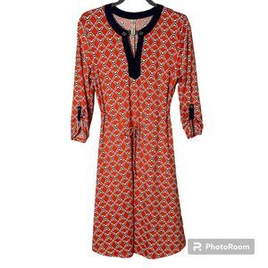 PerSeption Concept Dress MED Red Blue Stretchy Geometric Office Wear Boutique